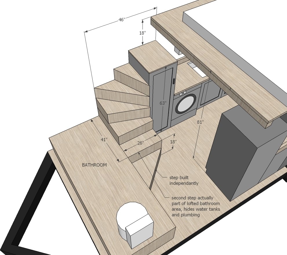 Ana White Tiny House Stairs Spiral Storage Style DIY Projects